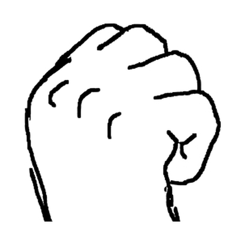 Standalone hand-drawn raised gorilla fist