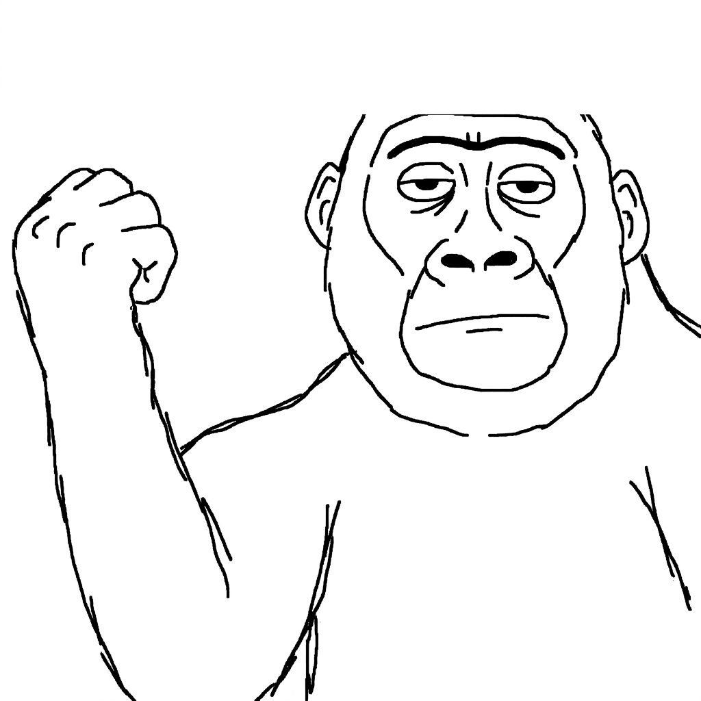 Blank meme template of the WANKER gorilla raising a fist