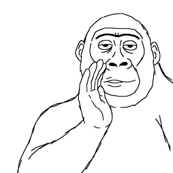 Gorilla whispering with a cupped hand