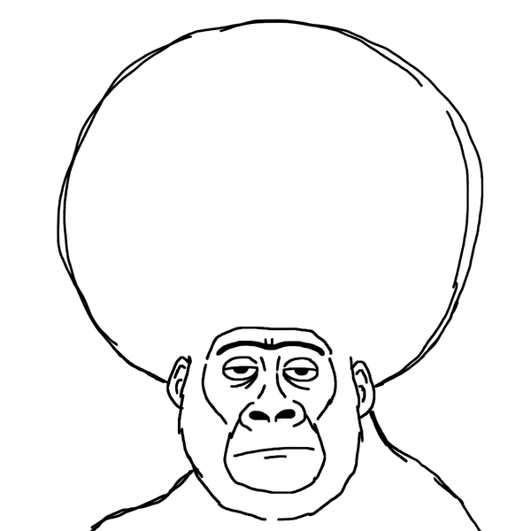 Gorilla with an enormously inflated cranium