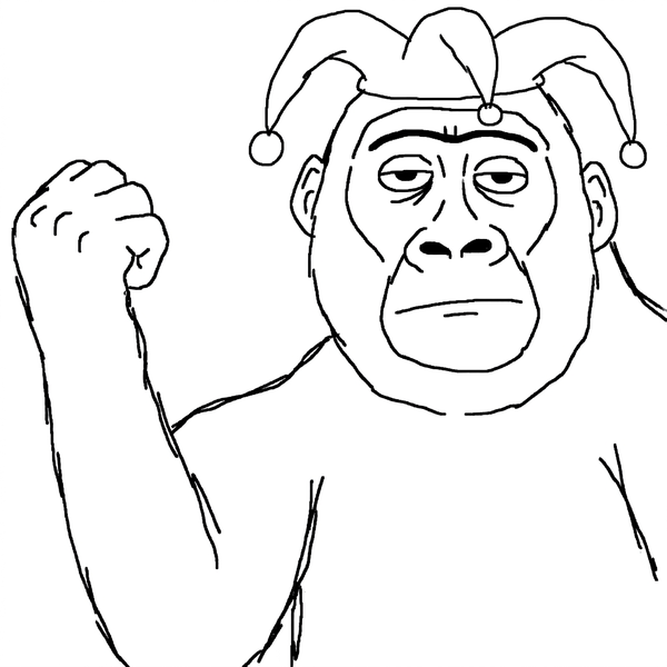 Gorilla wearing a jester hat